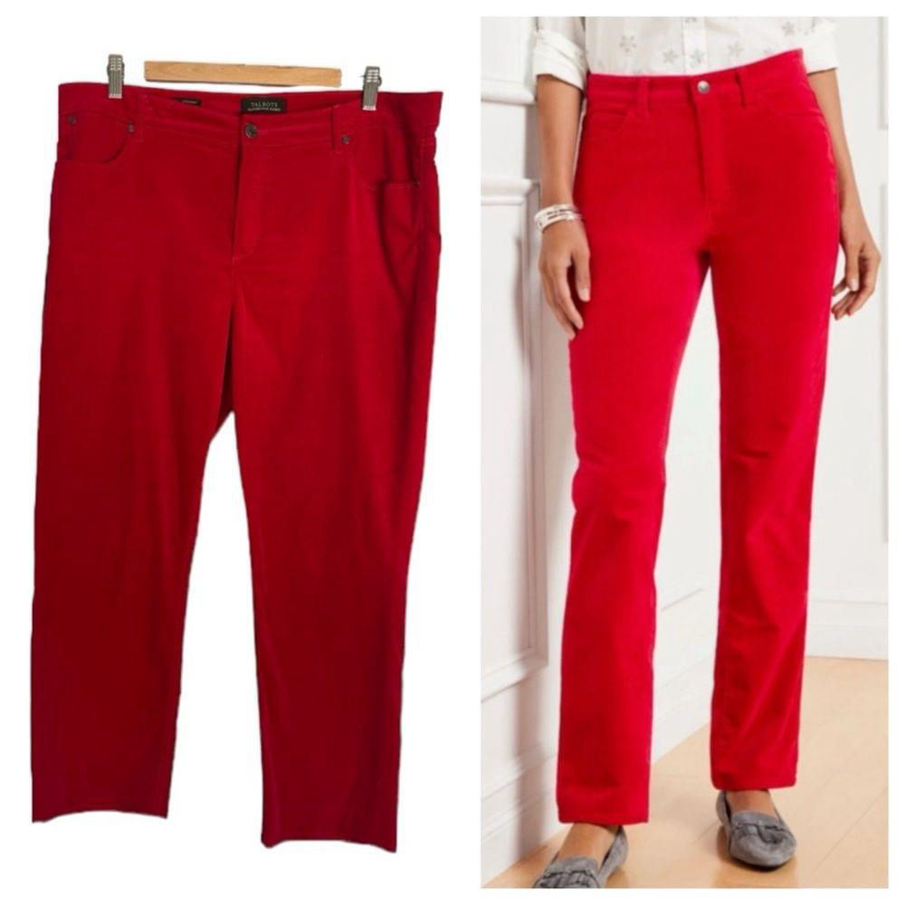Talbots Plus Size 16 Flawless Five Pocket Straight Leg Pants Red Velvet Cotton